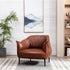 Kadar Leather Barrel Chair-Brown Modern Leather Chair | Accent Chairs | Kinwell Furniture | Barrel Chairs